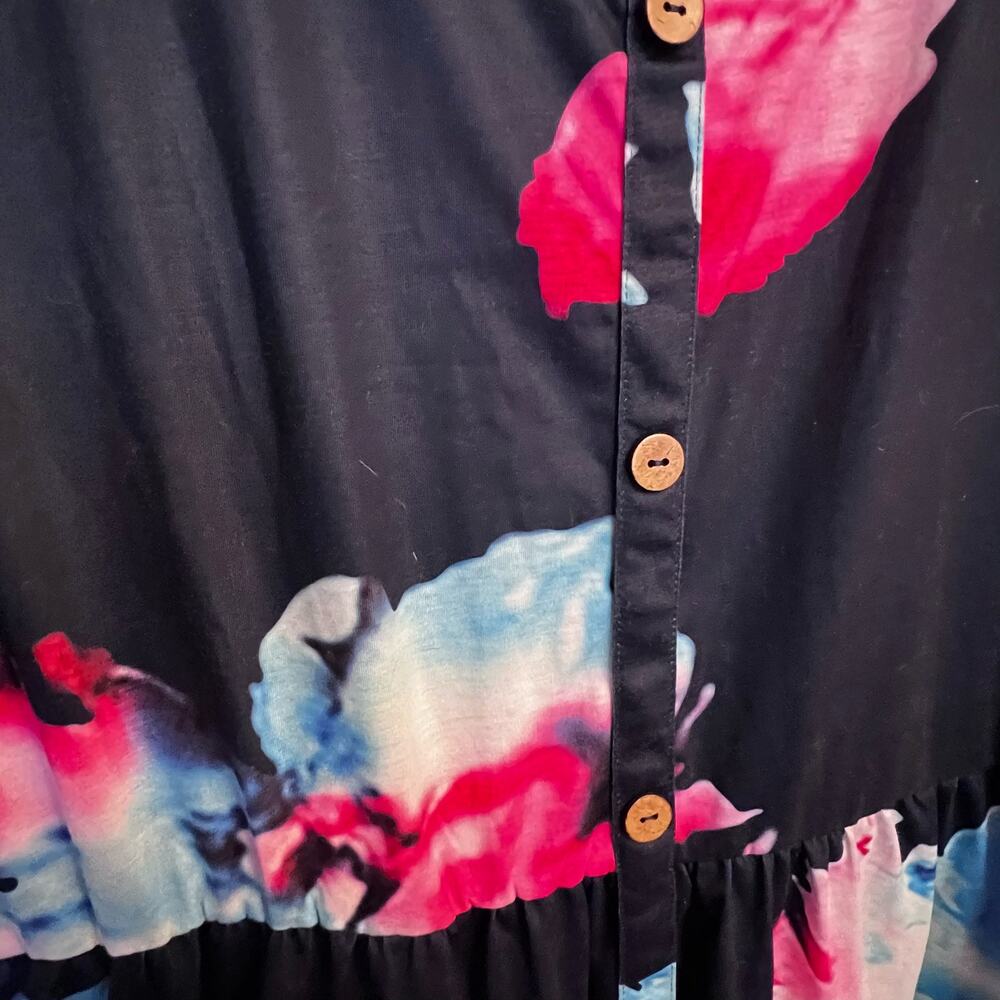 NWT OUGES Women's V Neck Floral Button Down Skater Dress with Pockets XL - Picture 6 of 10